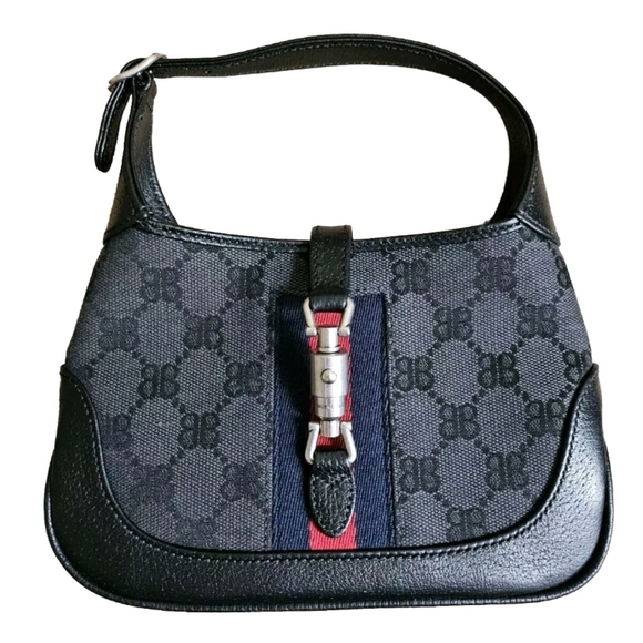 Balenciaga x Gucci The Hacker Project Mini Jackie 1961 Hobo BB Canvas Black IT - Picture 2 of 13